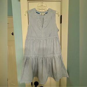 Vineyard vines Striped Sleeveless Tiered Cotton Dress - Blue and White XL